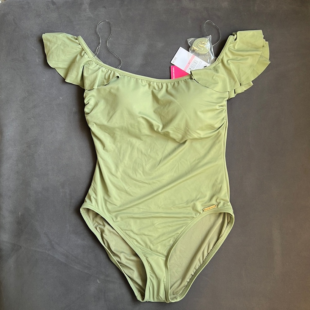 VINCE CAMUTO one piece swimsuit Size 10 in Army Green BRAND NEW WT